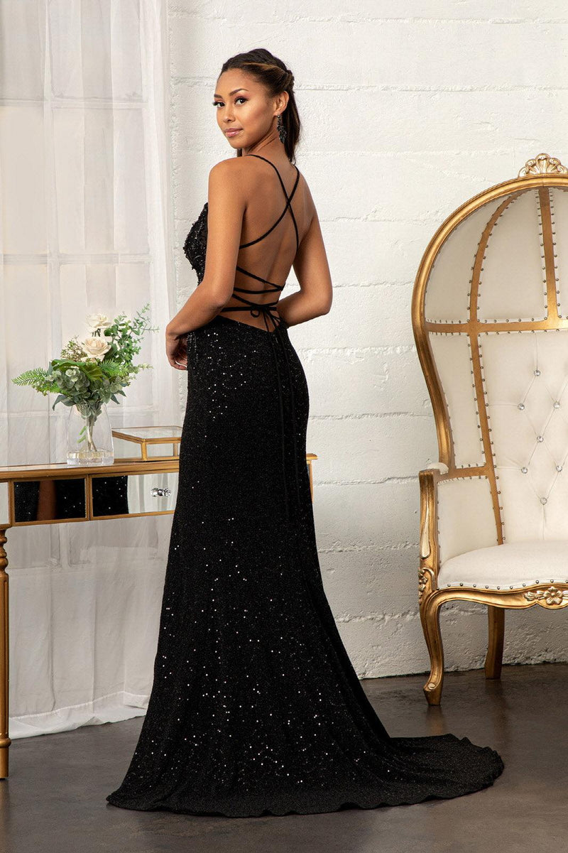 Long sequin dress with slit, prom dresses , sequin dresses, evening go -  Afrikrea